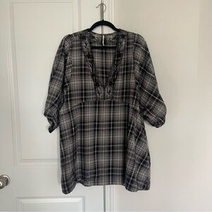 Free People Black and White Plaid Dress